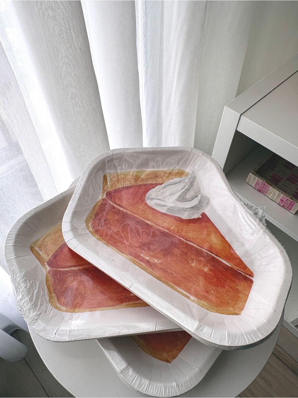 Pumpkin Pie Slice Paper Plates (3 Sets of 12, Total of 36)